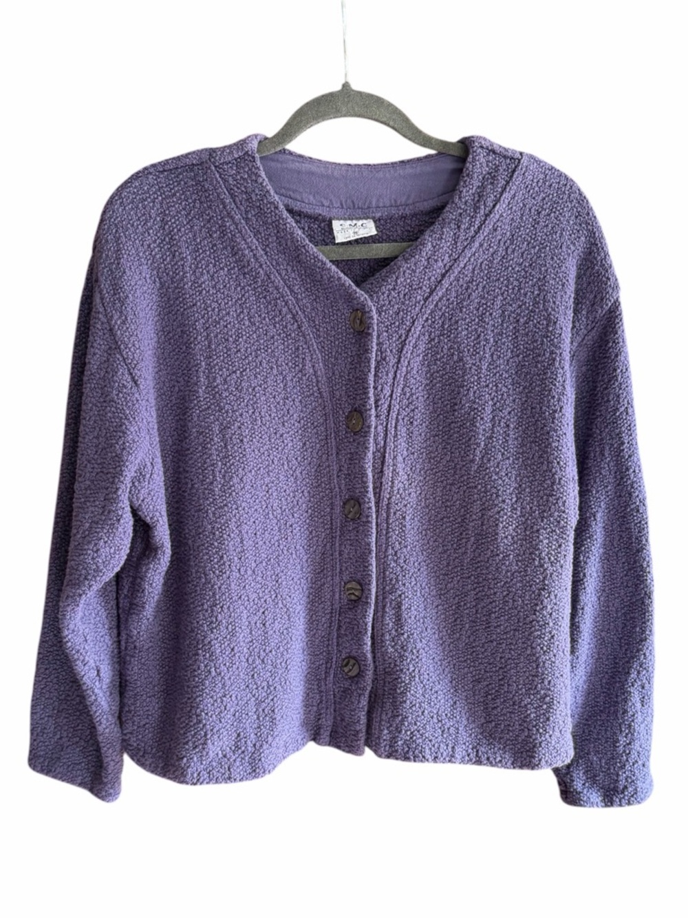 CMC‎ COLOR ME COTTON Chunky Knit Cardigan Sweater Purple Y2K M